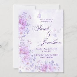 💐Romantic Floral Purple Wedding Invitation 案内状