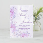 💐Romantic Floral Purple Wedding Invitation 案内状 (スタンド正面)