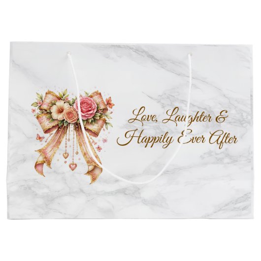 Romantic Floral Ribbon Tote Bag ラージペーパーバッグ (裏面)