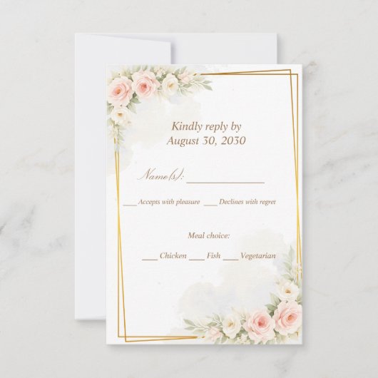 Romantic Floral RSVP Card Dusty Blush Peony Botani (正面)