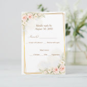 Romantic Floral RSVP Card Dusty Blush Peony Botani (スタンド正面)