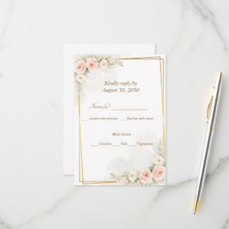 Romantic Floral RSVP Card Dusty Blush Peony Botani