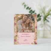 Romantic Floral Save the Date 案内ポストカード (スタンド正面)