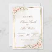 Romantic Floral Save the date Dusty Blush Peo (正面)
