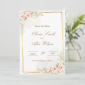 Romantic Floral Save the date Dusty Blush Peo (スタンド正面)