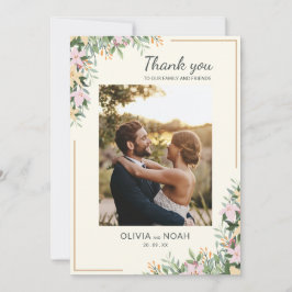Romantic Floral Thank You Photo Card セーブザデート