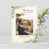 Romantic Floral Thank You Photo Card セーブザデート (スタンド正面)