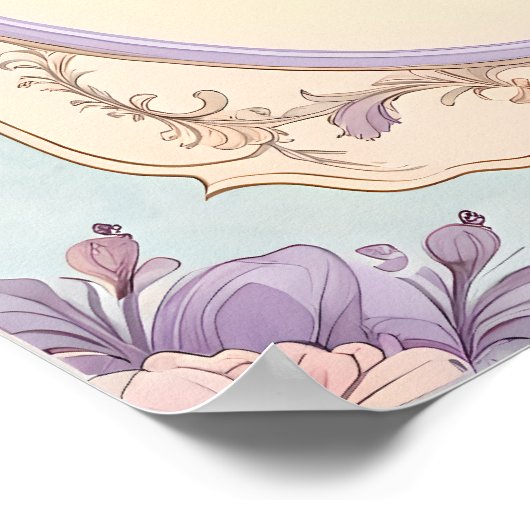 Romantic Floral Vanity Border ポスター (角)