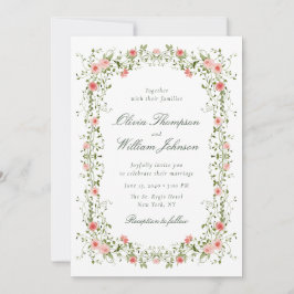Romantic Floral Vine Frame Wedding Invitation 招待状
