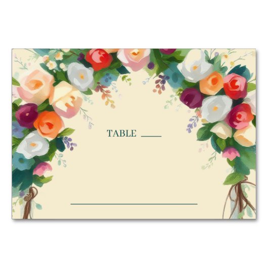Romantic Floral Watercolor Arch テーブルナンバー (正面)