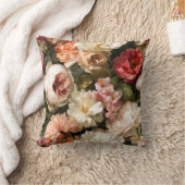 Romantic Floral Watercolor Peony Rose Pattern クッション (ブランケット)