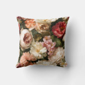 Romantic Floral Watercolor Peony Rose Pattern クッション (裏面)
