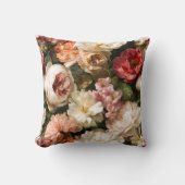 Romantic Floral Watercolor Peony Rose Pattern クッション (正面)