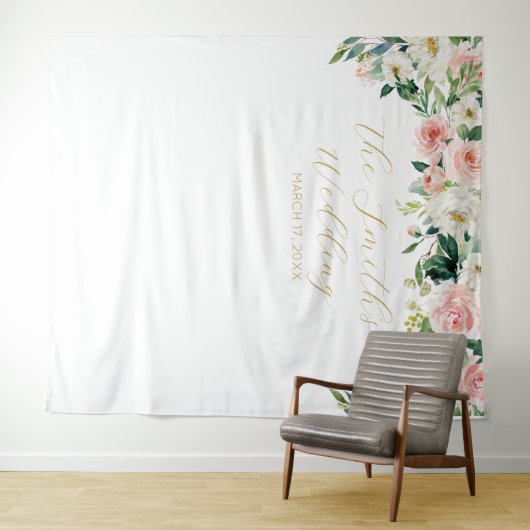 Romantic Floral Wedding Backdrop タペストリー (インサイチュ(横))