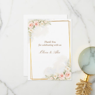 Romantic Floral Wedding Details Card Dusty Blush  サンキューカード