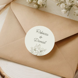 Romantic Floral Wedding Envelope Seal Sticker ラウンドシール