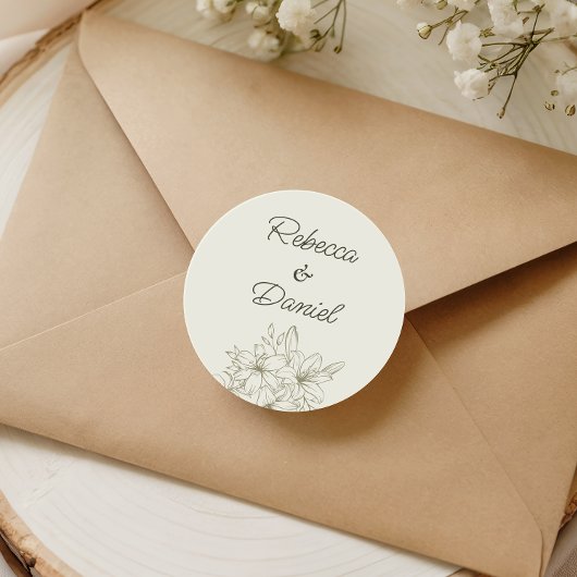Romantic Floral Wedding Envelope Seal Sticker ラウンドシール
