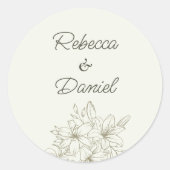 Romantic Floral Wedding Envelope Seal Sticker ラウンドシール (正面)