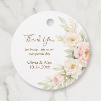 Romantic Floral Wedding Favor Tag Dusty Blush Peon フェイバータグ