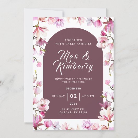Romantic Floral Wedding Invitation 招待状 (正面)