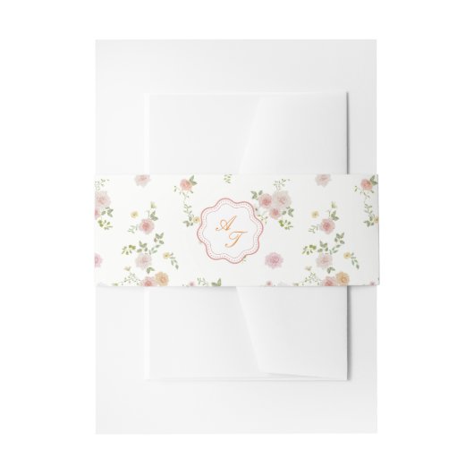 Romantic Floral Wedding Invitation Belly Band 招待状ベリーバンド (正面例)