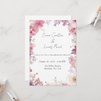 Romantic Floral Wedding Invitation Card 招待状