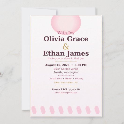 Romantic Floral Wedding Invitation Card  招待状 (正面)
