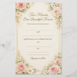 Romantic Floral Wedding Invitation Card Template 便箋
