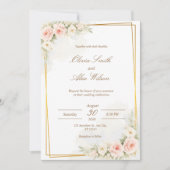 Romantic Floral Wedding Invitation Dusty Blush Peo 招待状 (正面)