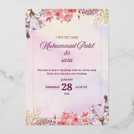 Romantic Floral Wedding Invitation – Elegant Paste 箔招待状