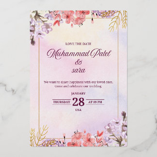 Romantic Floral Wedding Invitation – Elegant Paste 箔招待状