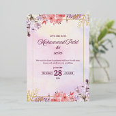 Romantic Floral Wedding Invitation – Elegant Paste 箔招待状 (立ち正面)