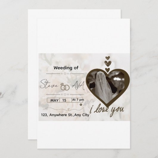 Romantic Floral Wedding Invitation | Soft Elegant  招待状 (正面/裏面)