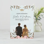 Romantic Floral Wedding Invitation Template, Water 招待状 (スタンド正面)