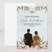 Romantic Floral Wedding Invitation Template, Water 招待状 (正面/裏面)