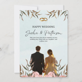 Romantic Floral Wedding Invitation Template, Water 招待状