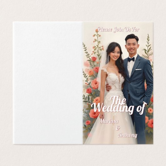 Romantic floral wedding invitation vintage style (外部フラット)