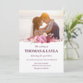 Romantic Floral Wedding Invitation with Photo 招待状 (スタンド正面)