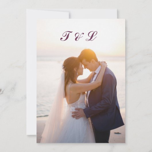 Romantic Floral Wedding Invitation with Photo 招待状 (裏面)