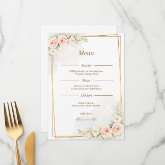 Romantic Floral Wedding Menu Dusty Blush Peony メニュー
