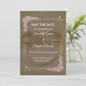 Romantic Floral Wedding Save the Date Invitation 招待状 (スタンド正面)