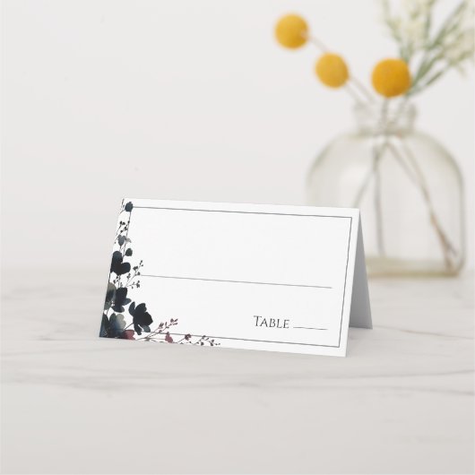 Romantic Floral Wedding Soft Elegant プレイスカード (正面)