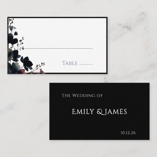 Romantic Floral Wedding Soft Elegant プレイスカード (正面/裏面)