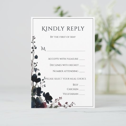 Romantic Floral Wedding Soft Elegant 出欠カード (スタンド正面)