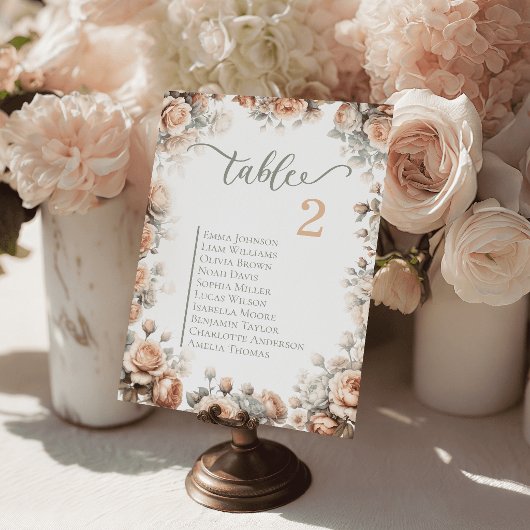 Romantic Floral Wedding Table Cards Seating Plan テーブルナンバー