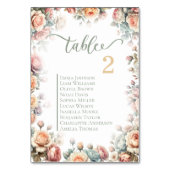 Romantic Floral Wedding Table Cards Seating Plan テーブルナンバー (正面)