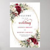 Romantic Floral Wedding Welcome Poster Personalize ポスター (正面)