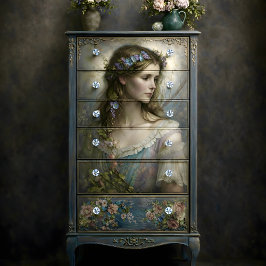 Romantic Floral Woman Portrait Decoupage 薄葉紙