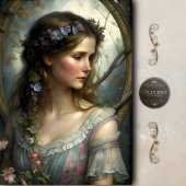 Romantic Floral Woman Portrait Decoupage 薄葉紙