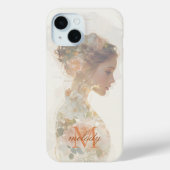 Romantic Floral Woman Silhouette Custom Monogram Case-Mate iPhoneケース (裏面)